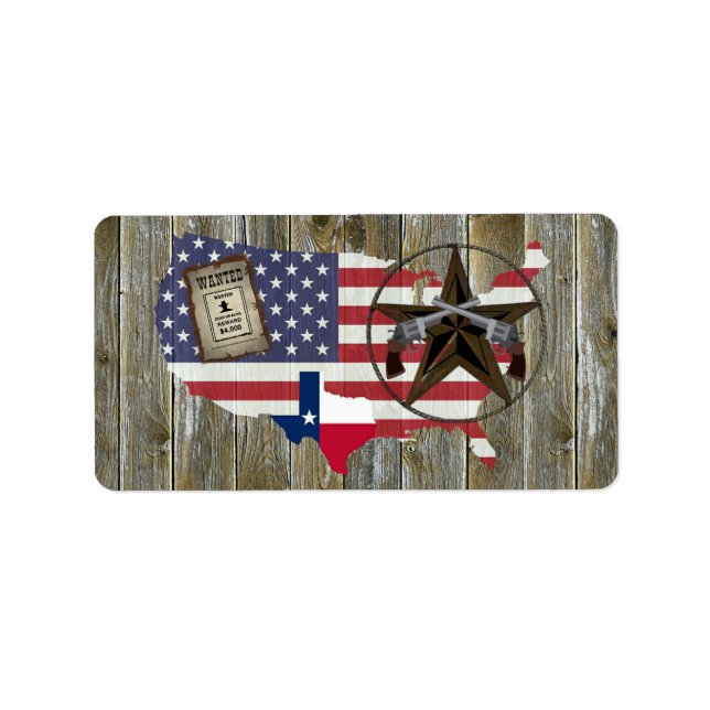Texas Lone Star Dueling Pistols mest önskat tecken Adressetikett (Framsidan)
