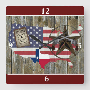 Texas Lone Star Dueling Pistols mest önskat tecken Fyrkantig Klocka