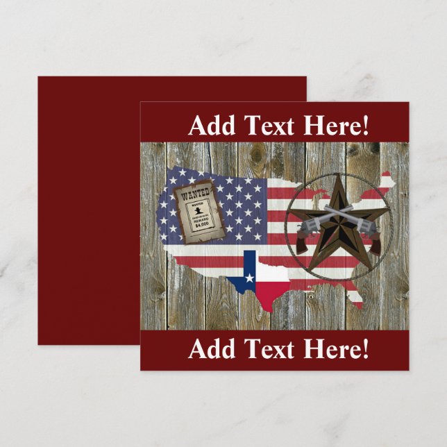 Texas Lone Star Dueling Pistols mest önskat tecken Inbjudningar (Fram/baksida)