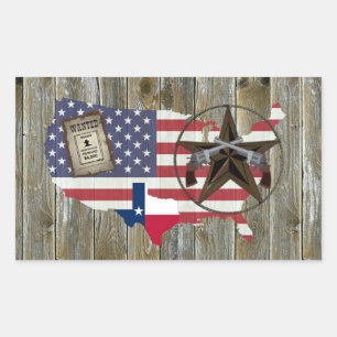 Texas Lone Star Dueling Pistols mest önskat tecken Rektangulärt Klistermärke