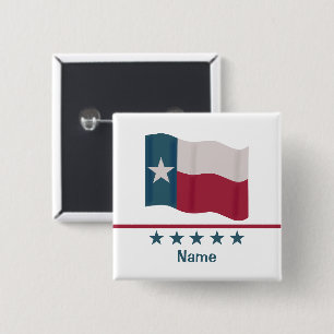 Texas Lone Star Flagga Personlig Namn Badge Knapp