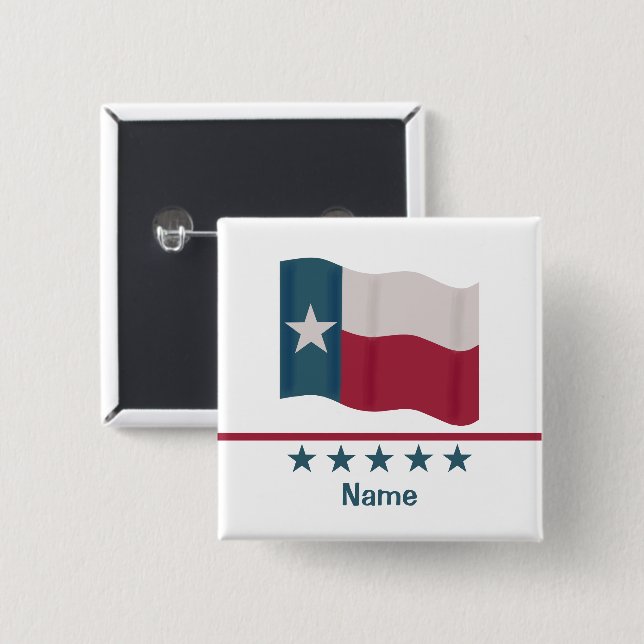 Texas Lone Star Flagga Personlig Namn Badge Knapp (Framsida & baksida)