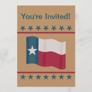 Texas Lone Star Flagga Rött vitt blått Party, händ Inbjudningar