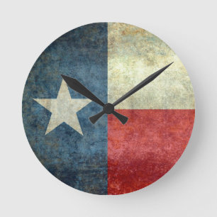 Texas "Lone Star Flagga" Rund Klocka