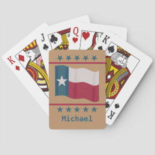 Texas Lone Star Flagga Stars Tan Namn Personlig Casinokort