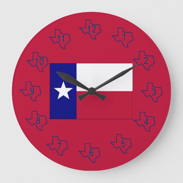 Texas Lone Star Flagga Stor Klocka (Framsida)
