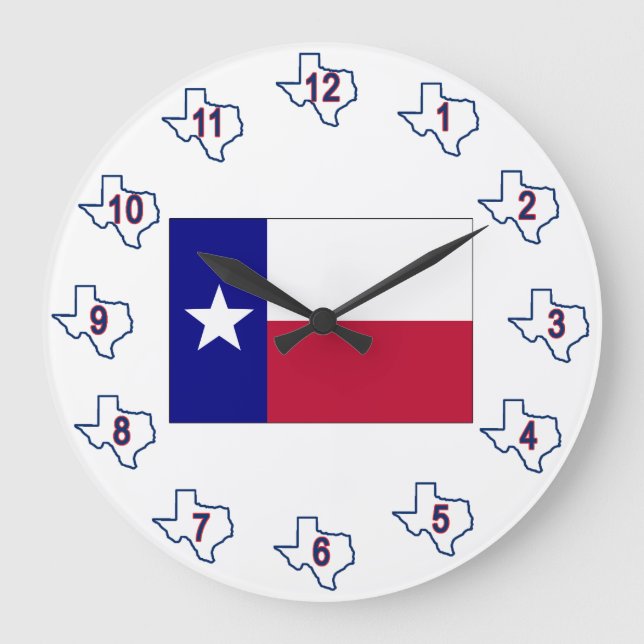 Texas Lone Star Flagga Stor Klocka (Framsida)