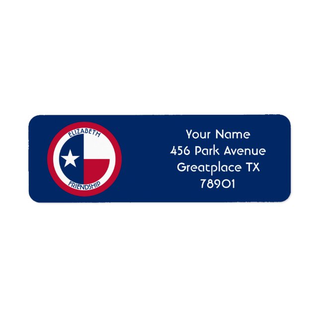 Texas Lone Star Personlig Flagga Returadress Etikett (Framsidan)