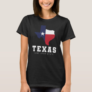 Texas, Lone Star State, Flagga Karta Women's Black T Shirt