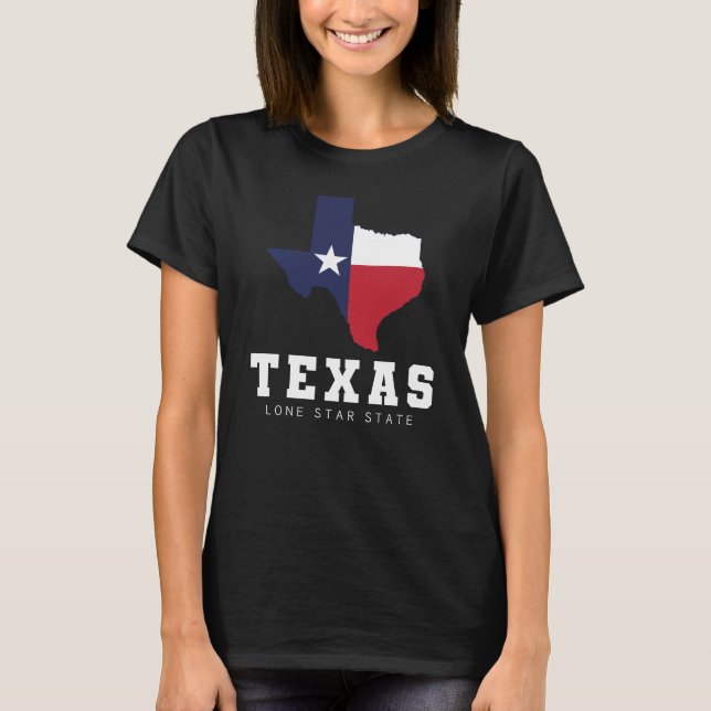 Texas, Lone Star State, Flagga Karta Women's Black T Shirt (Framsida)