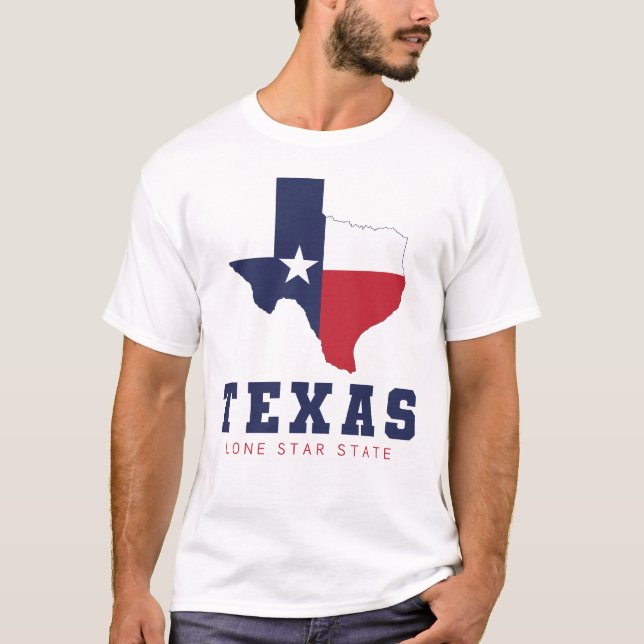 Texas, Lone Star State, Karta Manar White T Shirt (Framsida)