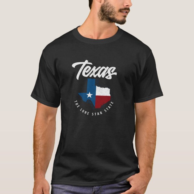Texas Lone Star State Texas Karta Pullover T Shirt (Framsida)