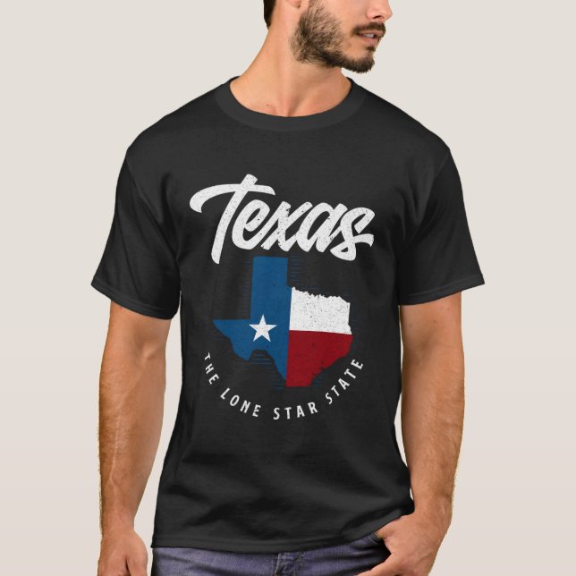Texas Lone Star State Texas Karta T Shirt (Framsida)
