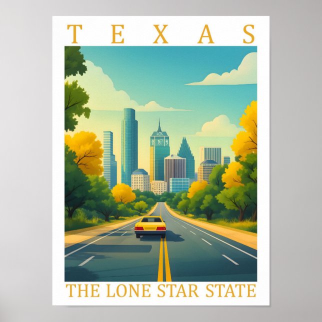 Texas: Lone Star State USA Travel Ställe Poster (Framsidan)