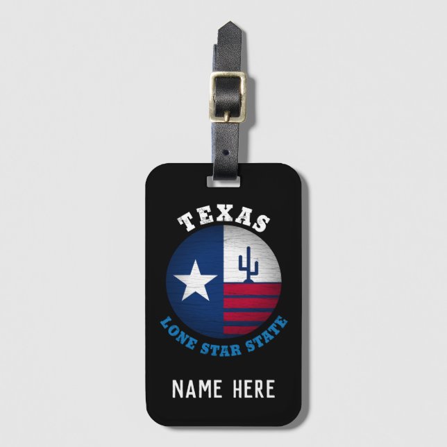TEXAS LONE STAR STATLIG FLAGGA BAGAGEBRICKA (Framsida vertikal)