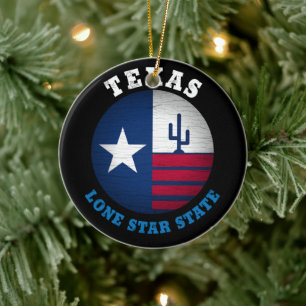 TEXAS LONE STAR STATLIG FLAGGA JULGRANSPRYDNAD KERAMIK