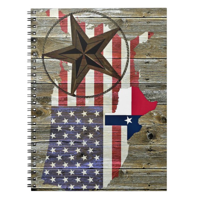 Texas Lone Star Statlig flagga Karta Anteckningsbok (Framsidan)