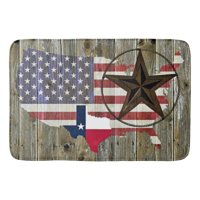 Texas Lone Star Statlig flagga Karta Badrumsmatta (Framsidan)
