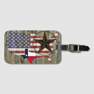 Texas Lone Star Statlig flagga Karta Bagagebricka