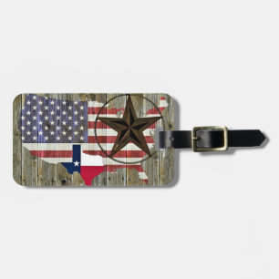 Texas Lone Star Statlig flagga Karta Bagagebricka