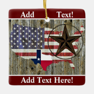 Texas Lone Star Statlig flagga Karta Ceramic Ornam Julgransprydnad Keramik