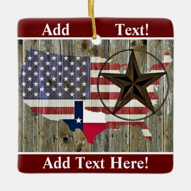 Texas Lone Star Statlig flagga Karta Ceramic Ornam Julgransprydnad Keramik (Framsida)