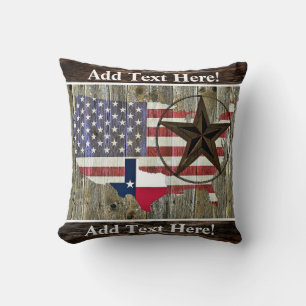 Texas Lone Star Statlig flagga Karta Dekorativ kud Kudde