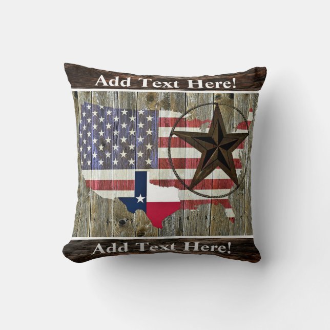 Texas Lone Star Statlig flagga Karta Dekorativ kud Kudde (Framsida)