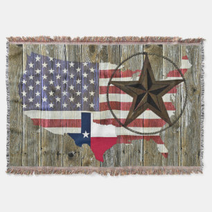 Texas Lone Star Statlig flagga Karta Filt