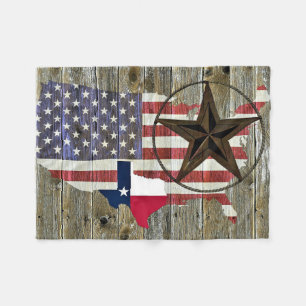 Texas Lone Star Statlig flagga Karta Fleecefilt