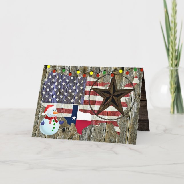 Texas Lone Star Statlig flagga Karta Helgdag Card Helgkort (Framsida)