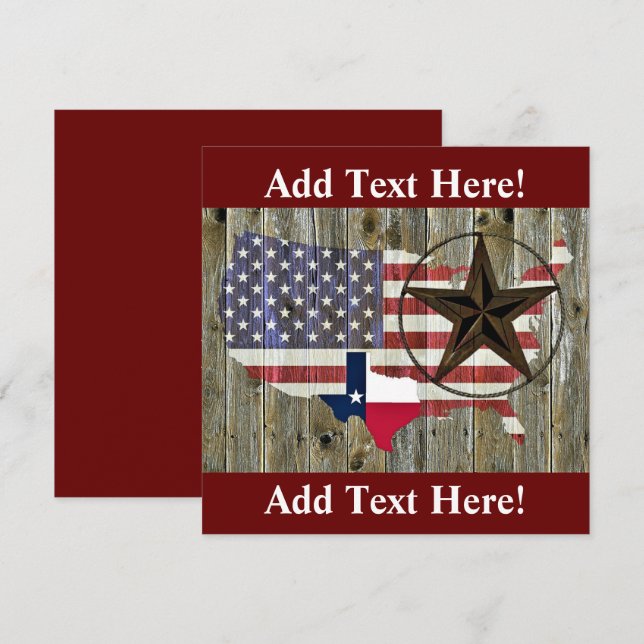 Texas Lone Star Statlig flagga Karta-inbjudan Inbjudningar (Fram/baksida)