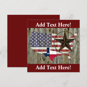 Texas Lone Star Statlig flagga Karta-inbjudan Inbjudningar