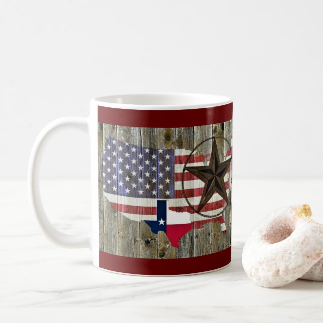 Texas Lone Star Statlig flagga Karta Kaffemugg (Med munk)