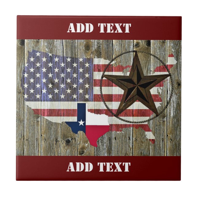 Texas Lone Star Statlig flagga Karta Kakelplatta (Framsidan)