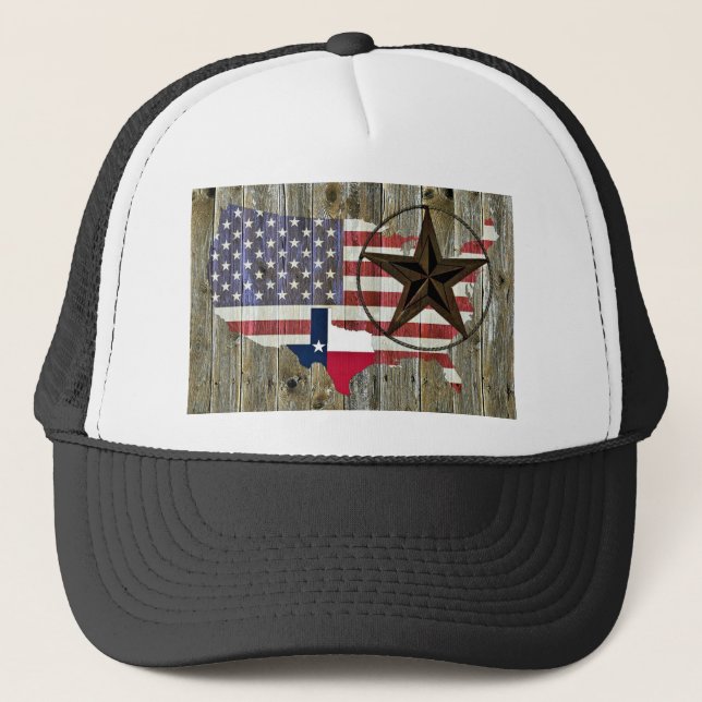 Texas Lone Star Statlig flagga Karta Keps (Framsida)