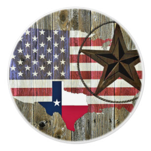 Texas Lone Star Statlig flagga Karta Knopp