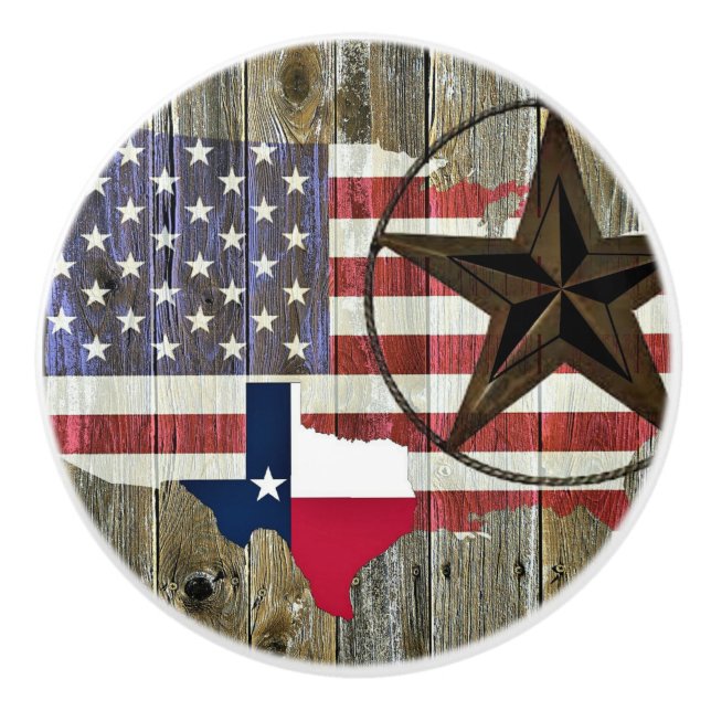 Texas Lone Star Statlig flagga Karta Knopp (Framsidan)