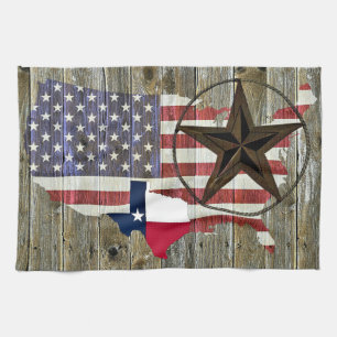 Texas Lone Star Statlig flagga Karta Kökshandduk