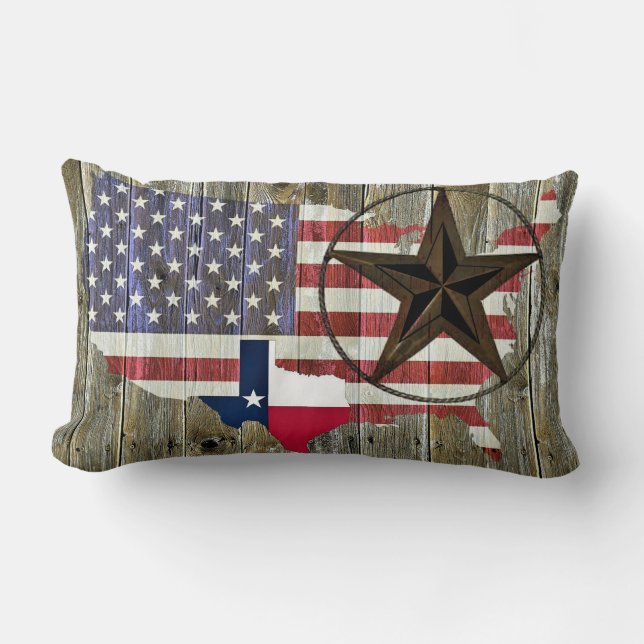 Texas Lone Star Statlig flagga Karta Lumbarkudde (Framsida)