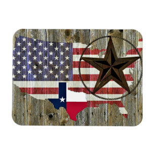 Texas Lone Star Statlig flagga Karta Magnet
