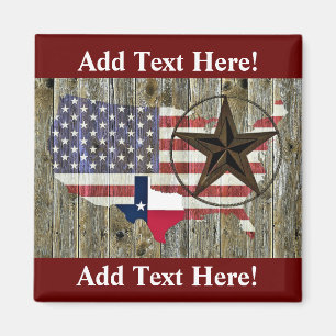 Texas Lone Star Statlig flagga Karta Magnet