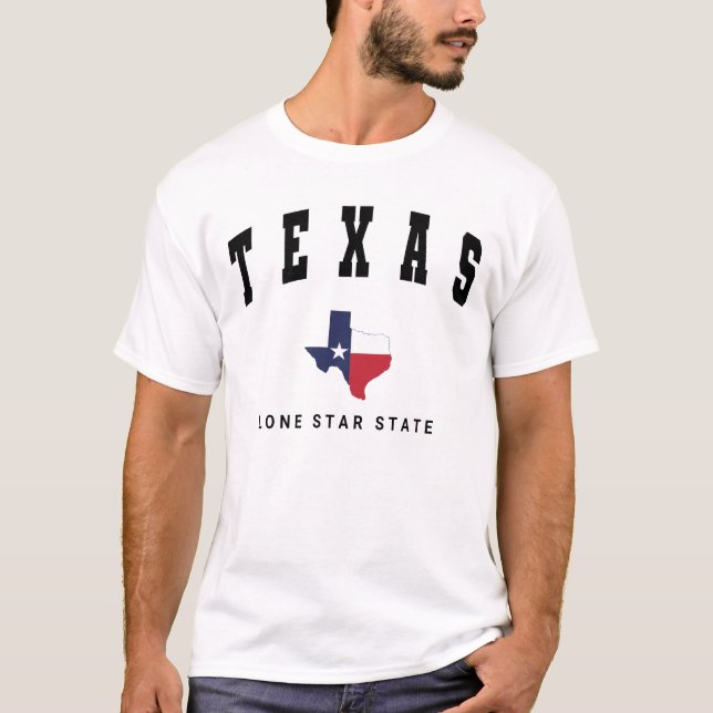 Texas, Lone Star Statlig flagga Karta Manar White T Shirt (Framsida)