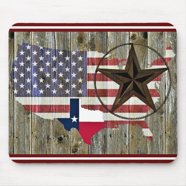 Texas Lone Star Statlig flagga Karta Mouse Pad Musmatta (Framsidan)