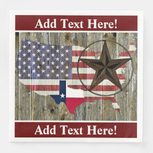 Texas Lone Star Statlig flagga Karta Pappersservett