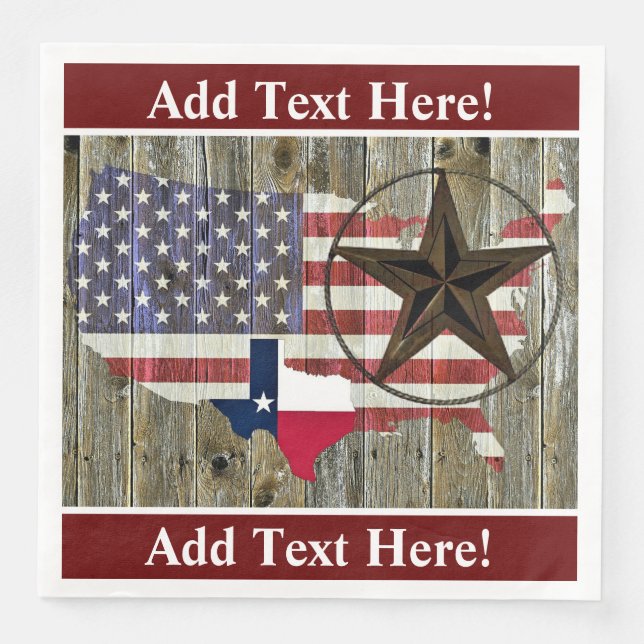 Texas Lone Star Statlig flagga Karta Pappersservett (Framsida)