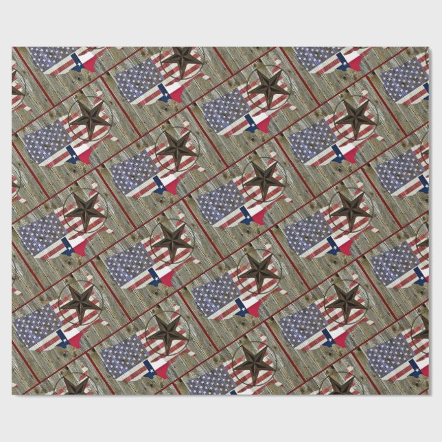Texas Lone Star Statlig flagga Karta Presentpapper (Platt)