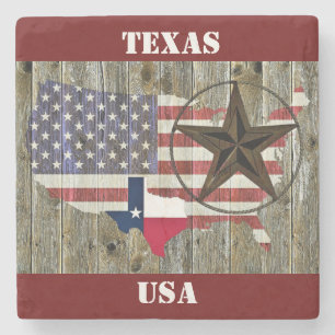 Texas Lone Star Statlig flagga Karta Stenunderlägg