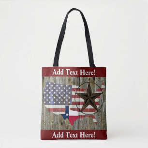 Texas Lone Star Statlig flagga Karta Tote Bag Tygkasse