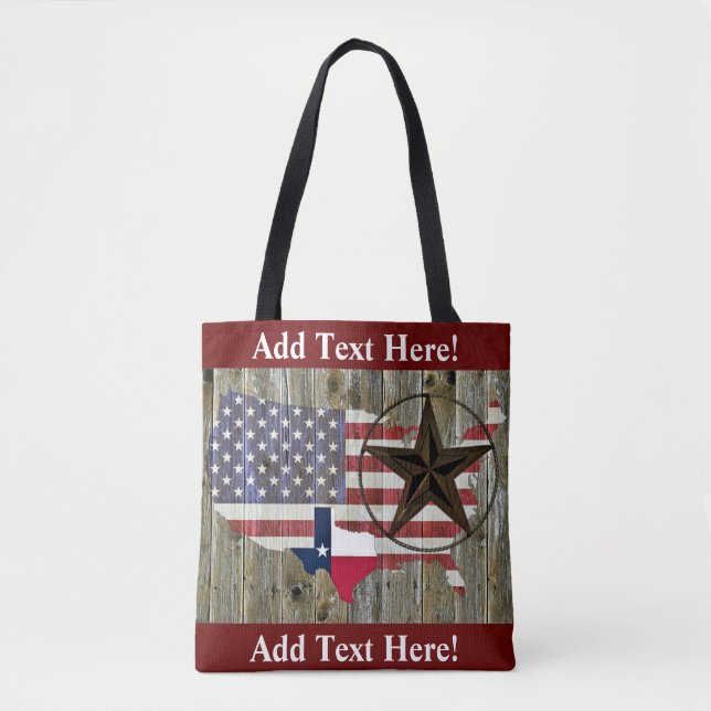 Texas Lone Star Statlig flagga Karta Tote Bag Tygkasse (Framsida)